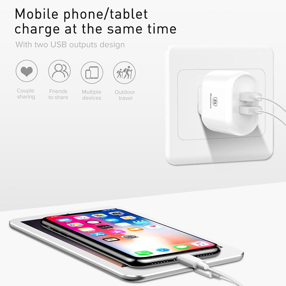 Baseus QC 3.0 Dual USB Charger Adapter