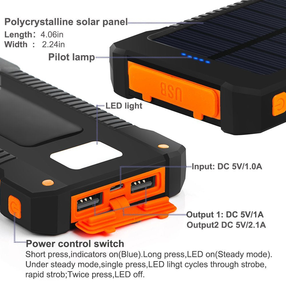 For Smartphone with LED Light Solar Power Bank