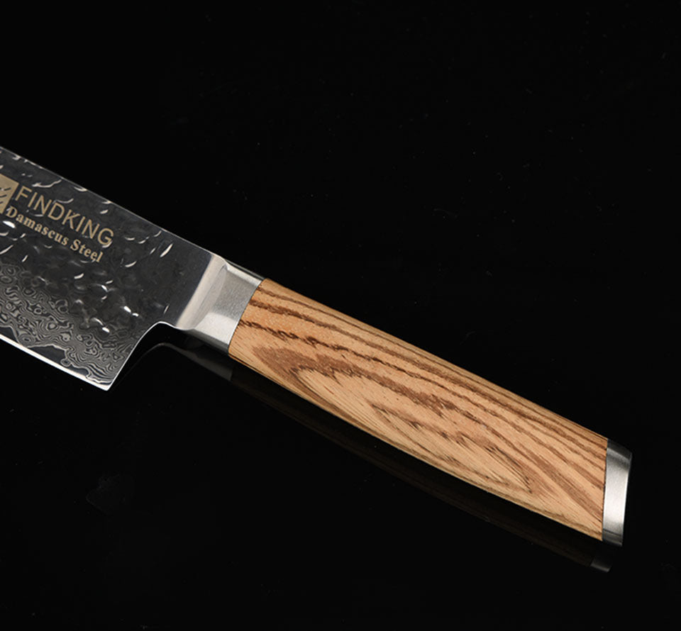 Wooden Damascus Kitchen Knife 7 Inch Japanese Slicing Knife Hammer Pattern Fish Fillet Knife Sharp Multi-purpose Knife